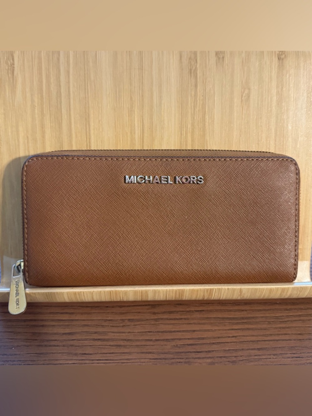 Michael Kors Brown Saffiano Zip-Around Wallet